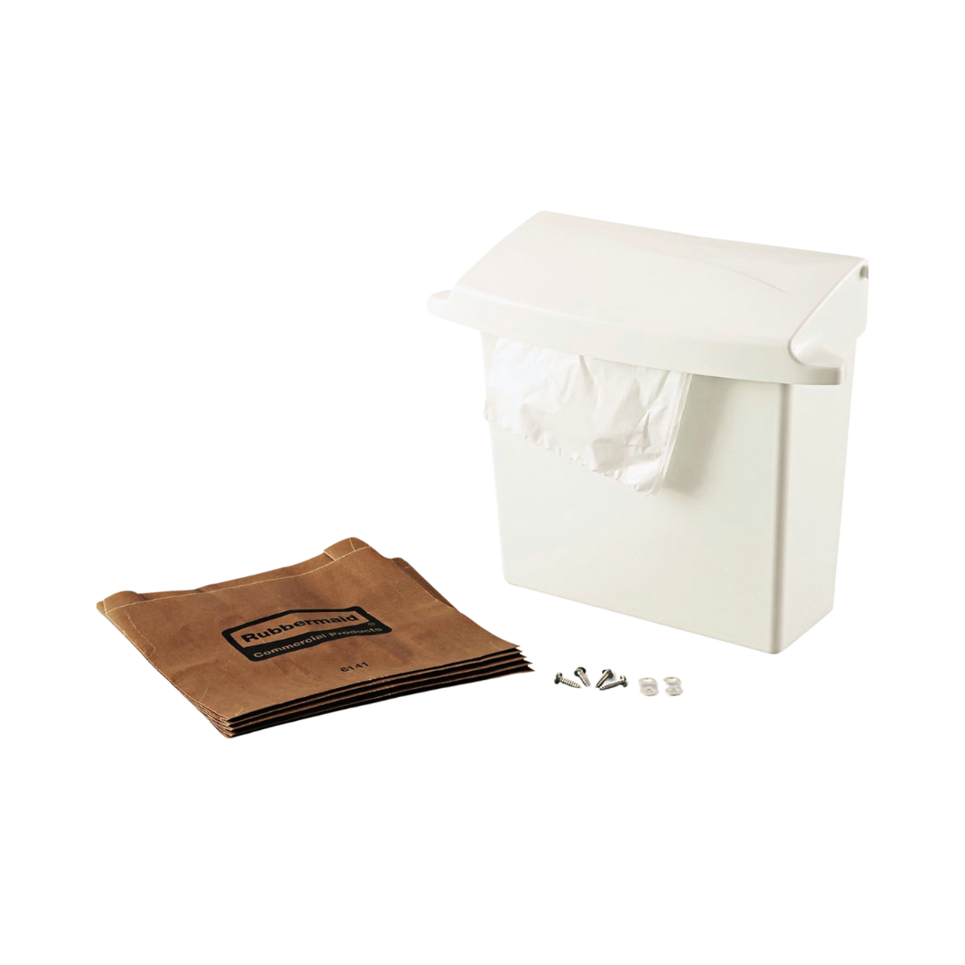 Rubbermaid® Sanitary Napkin Receptacle with Rigid Liner – Wall-Mounted, White