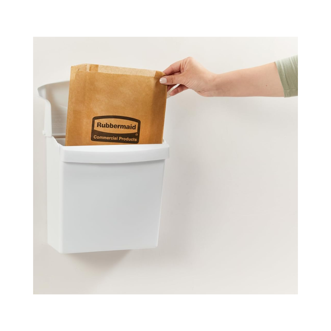 Rubbermaid® Sanitary Napkin Receptacle with Rigid Liner – Wall-Mounted, White